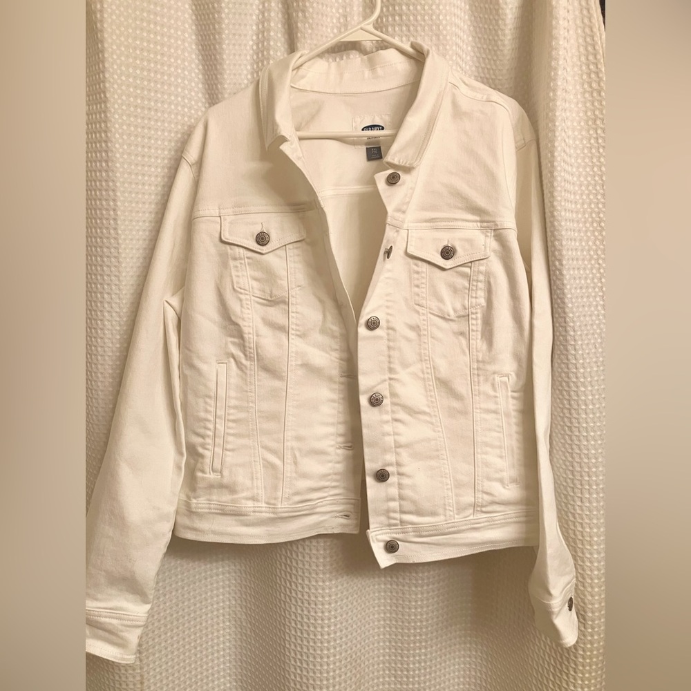 Women’s jean jacket, Old Navy XXL, bright white